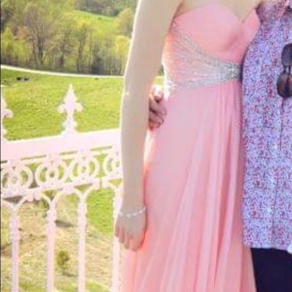 Gorgeous pink prom dress.